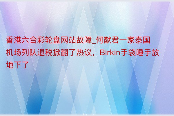 香港六合彩轮盘网站故障_何猷君一家泰国机场列队退税掀翻了热议，Birkin手袋唾手放地下了