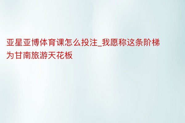 亚星亚博体育课怎么投注_我愿称这条阶梯为甘南旅游天花板