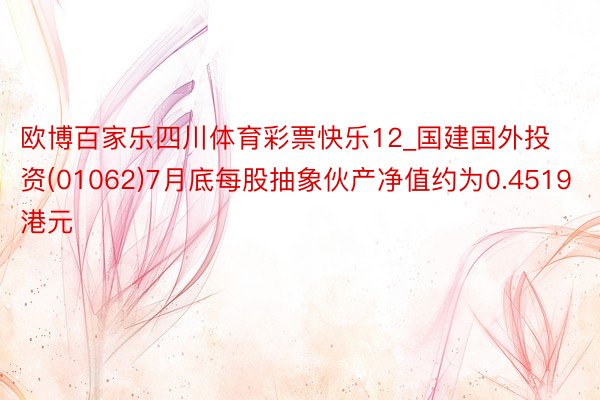 欧博百家乐四川体育彩票快乐12_国建国外投资(01062)7月底每股抽象伙产净值约为0.4519港元