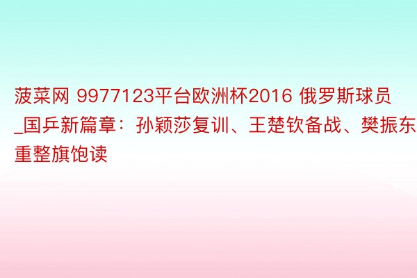 菠菜网 9977123平台欧洲杯2016 俄罗斯球员_国乒新篇章：孙颖莎复训、王楚钦备战、樊振东重整旗饱读
